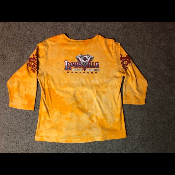 Harley-Davidson Yellow Tye-Dye 3/4 Sleeve - Picture 2 of 6